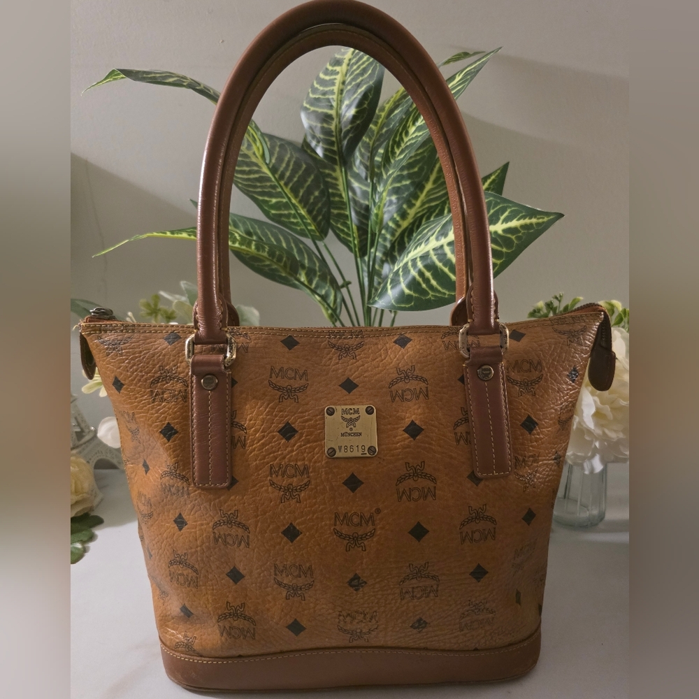 MCM Tan Leather Tote Bag